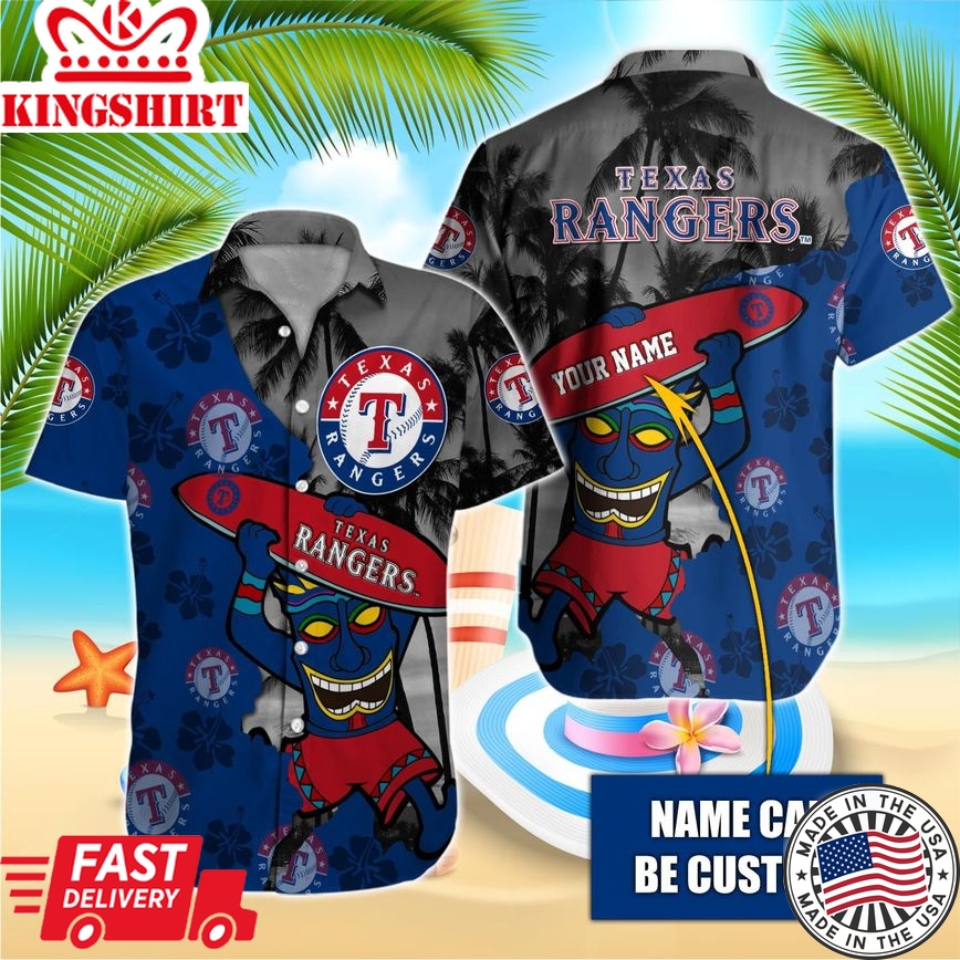 Texas Rangers Hawaiian Shirt With Custom Name