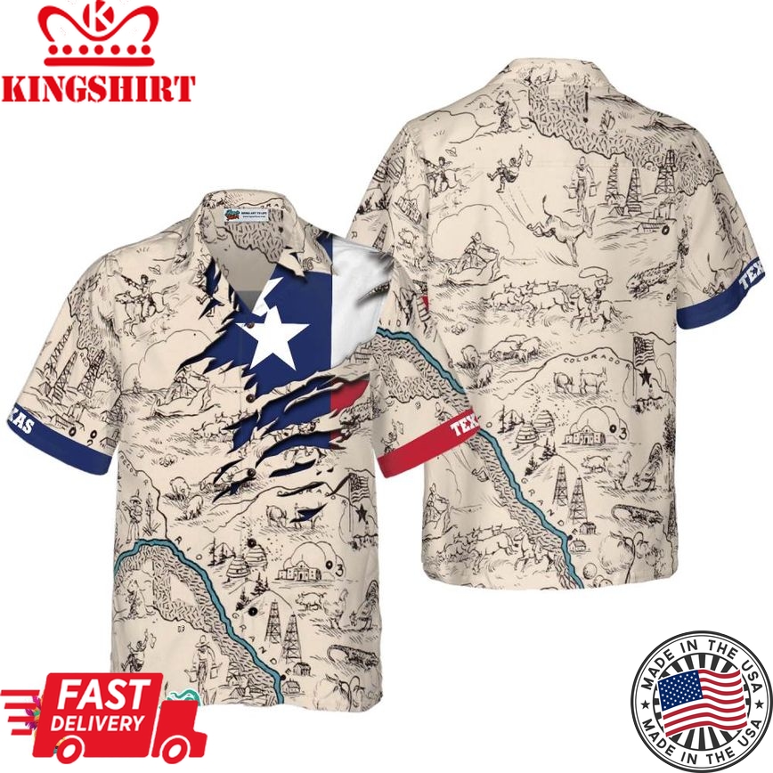 Texas State Map Hawaiian Shirt, Unique Texas Shirt For Texas Lovers