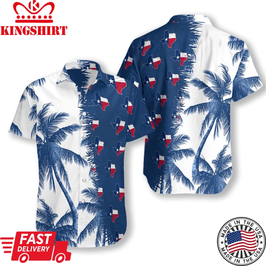 Texas Trendy Hawaiian Shirt Coconut Palm Tree, Texas Trendy Hawaiian Shirts For Men, Women