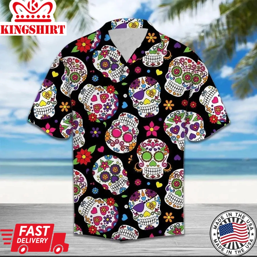 Textured Skull Summer Vibe Trendy Hawaiian Shirt