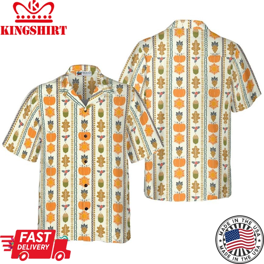 Thanksgiving Day Vertical Pattern Hawaiian Shirt