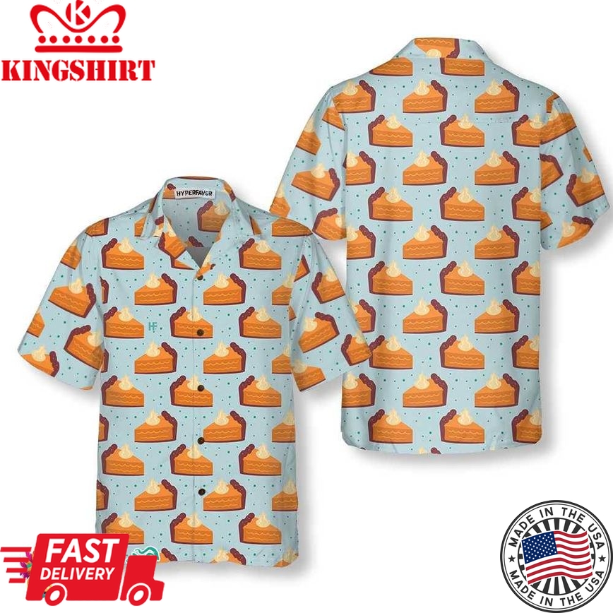 Thanksgiving Pumpkin Pie On Light Blue Hawaiian Shirt, Funny Thanksgiving Shirt, Gift For Thanksgiving Day