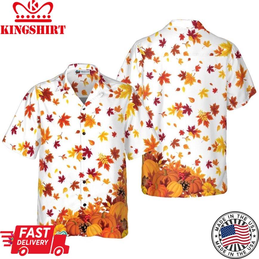 Thanksgiving Pumpkins And Autumn Leaves Hawaiian Shirt