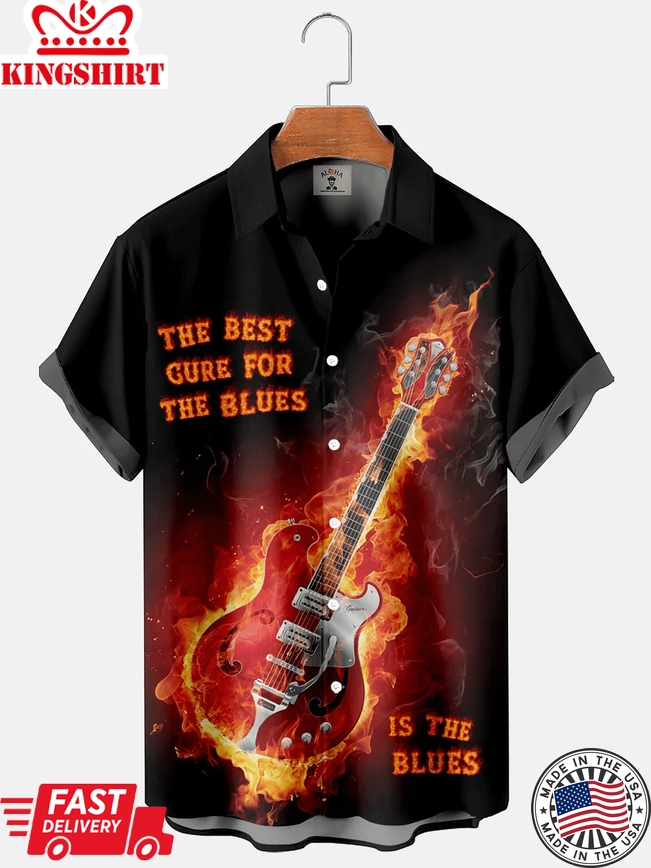 The Best Cure For The Blues Music Print Short-Sleeved Shirt