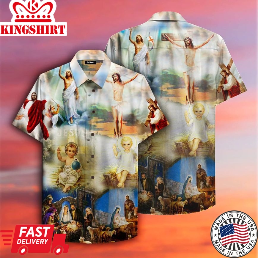 The Born Of Jesus White Aloha Hawaiian Shirts For Men And Women