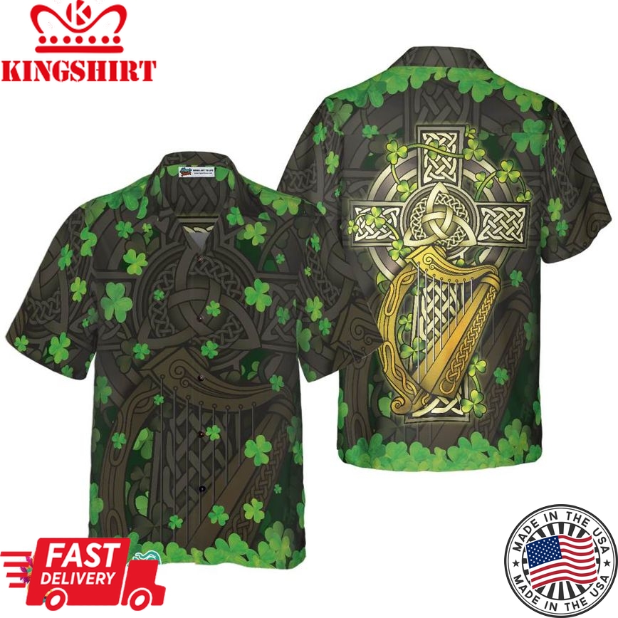 The Celtic Cross Harp Irish Proud Hawaiian Shirt