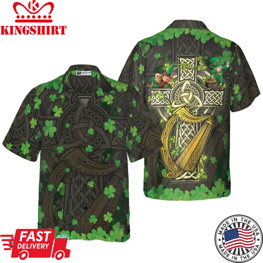 The Celtic Cross Harp Leprechaun Irish Proud Hawaiian Shirt