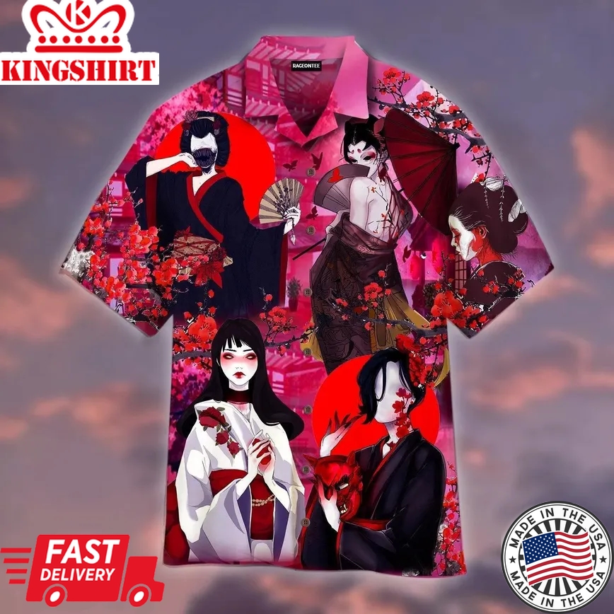 The Curse Of The Japanese Geisha Trendy Hawaiian Shirt For