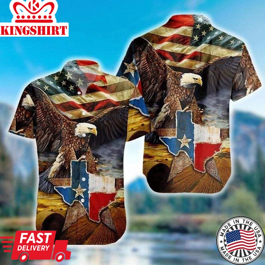 The Eagle With Texas Flag Trendy Hawaiian Shirt