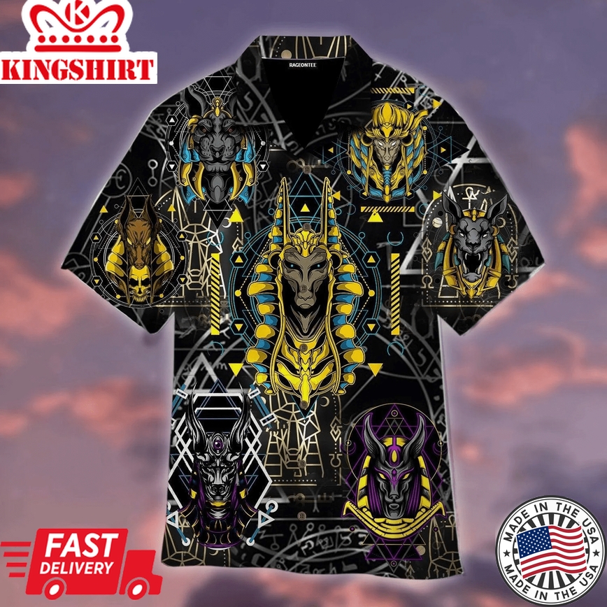 The Egyptian God Anubis Geometry Trendy Hawaiian Shirt For