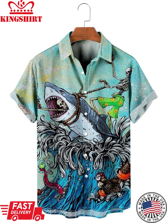 The Great Wave Off Kanagawa Print Hawaiian Shirt