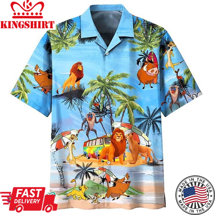 The Lion King Summer Holiday Family Aloha Hawaiian Beach Shirt