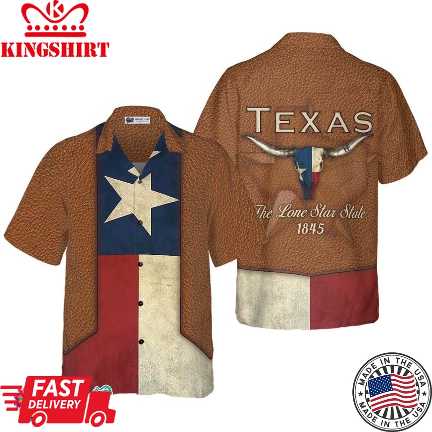 The Lone Star State Cowboy Style Texas Hawaiian Shirt For Men, Vintage Texas Flag Shirt, Proud Texas Shirt For Men