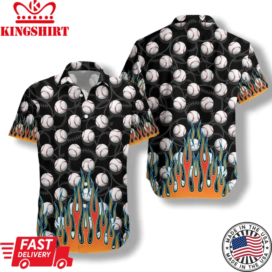 The Passion Of Sport Flame Baseballs Design Trendy Hawaiian Shirt