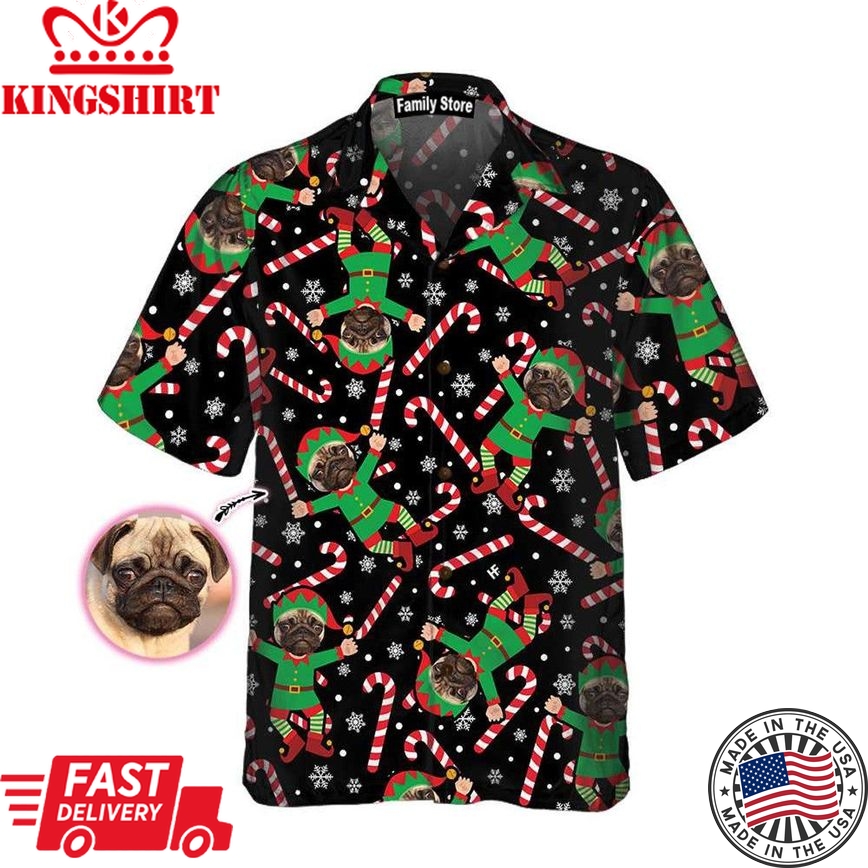 The Pug Elf Custom Hawaiian Shirt