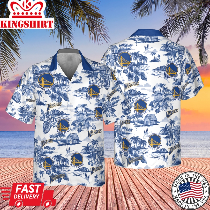 Themed Hawaiian Shirt Featuring Golden State Warriors