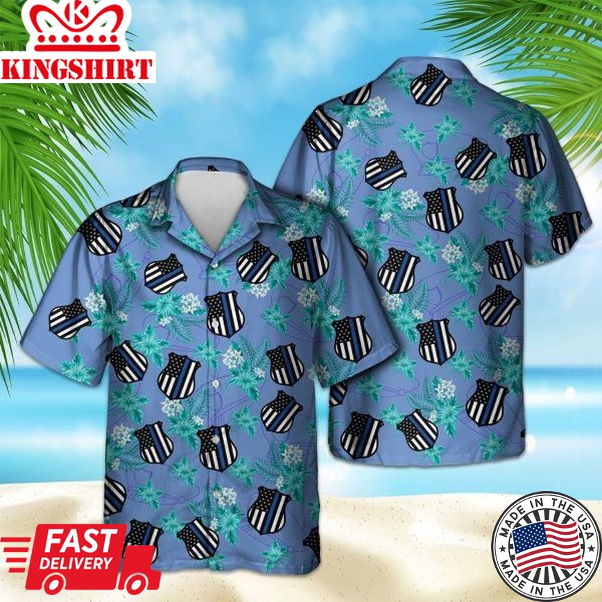 Thin Blue Line Hawaii Shirt Police Seamless Pattern Trendy Hawaiian Shirt