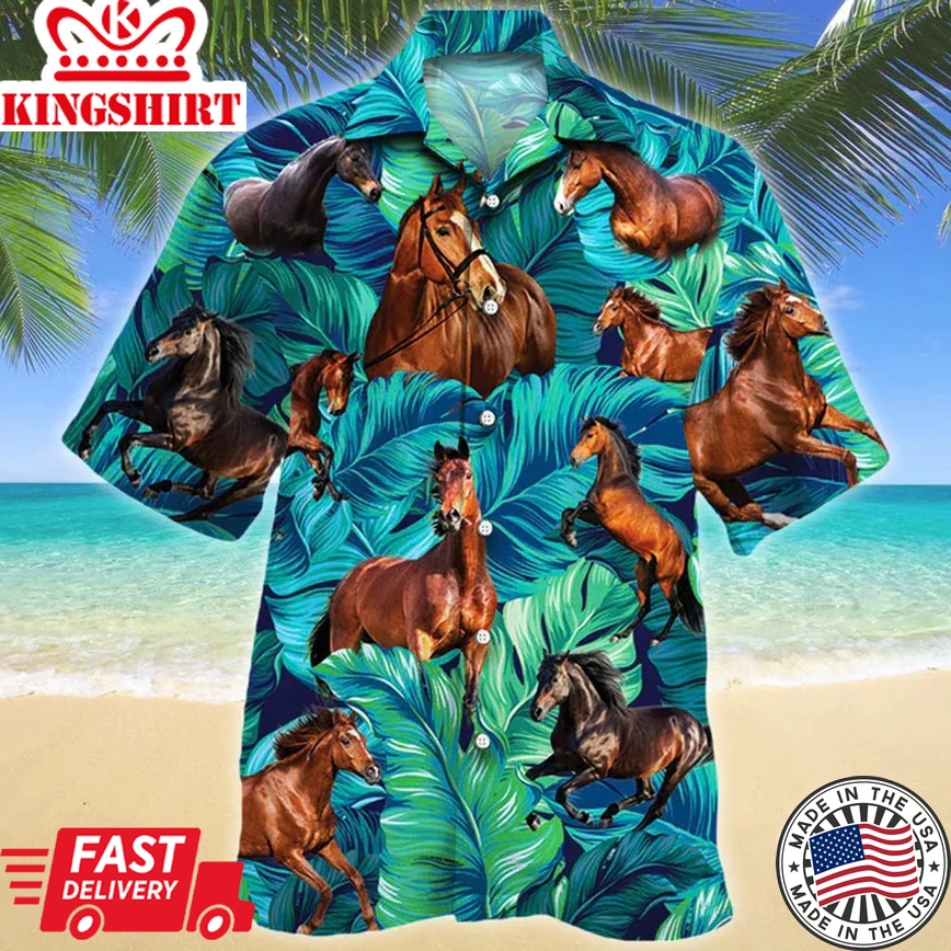 Thoroughbred Horse Lovers Trendy Hawaiian Shirt, Animal Trendy Hawaiian Shirt Men, Women, Gift For Horse Lovers