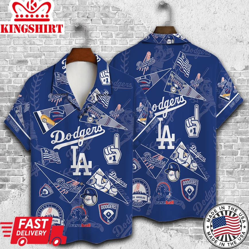 Three Dimensional Los Angeles Dodgers Hawaiian Shirt