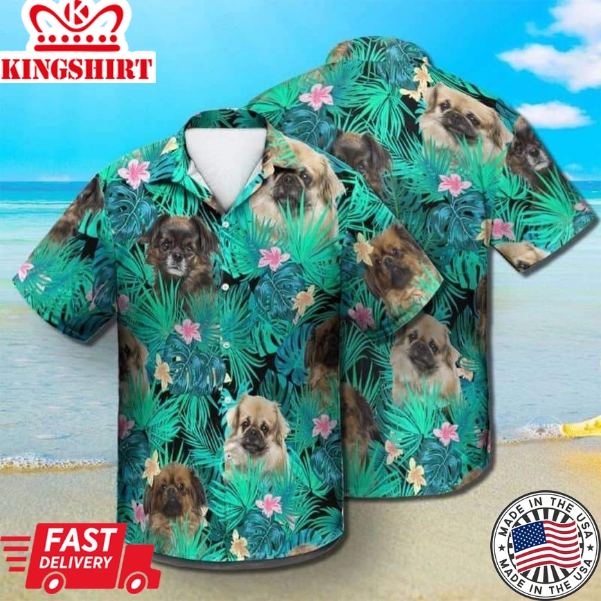 Tibetan Spaniel Trendy Hawaiian Shirt, Dog Summer Leaves Trendy Hawaiian Shirt, Unisex Print Aloha Short Sleeve Casual Shirt Summer Gifts