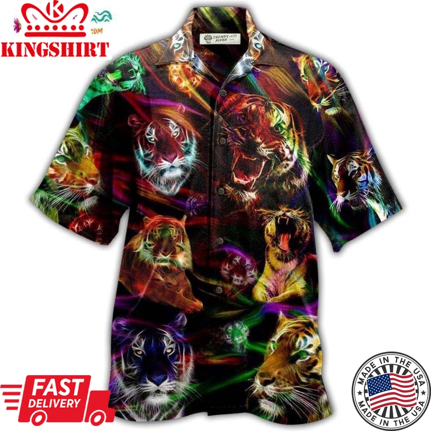 Tiger Animals Amazing Tiger Neon Hawaiian Shirt