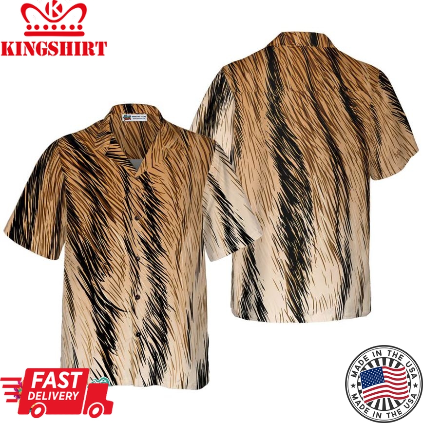 Tiger Fur Strip Pattern Hawaiian Shirt