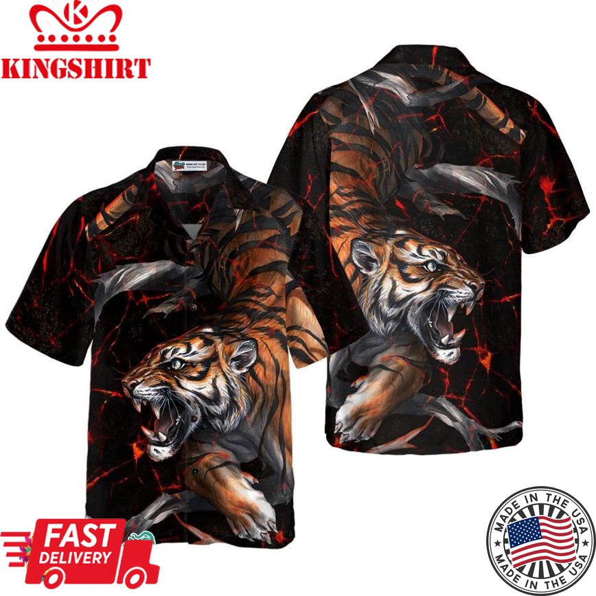 Tiger In The Dark Shirt For Men Hawaiian Shirt