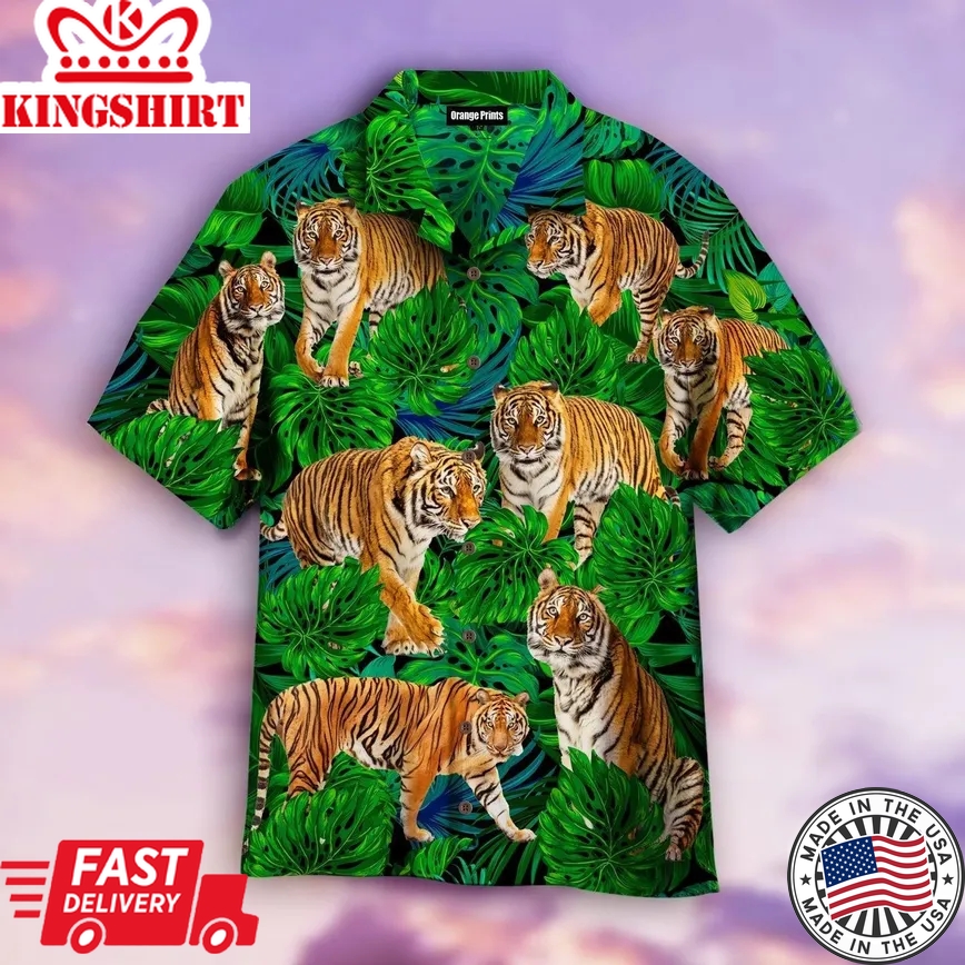 Tiger Tropical Trendy Hawaiian Shirt For