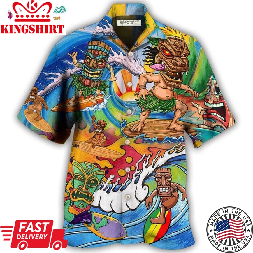 Tiki Surfing Style With Pretty Painting Hawaiian Shirt