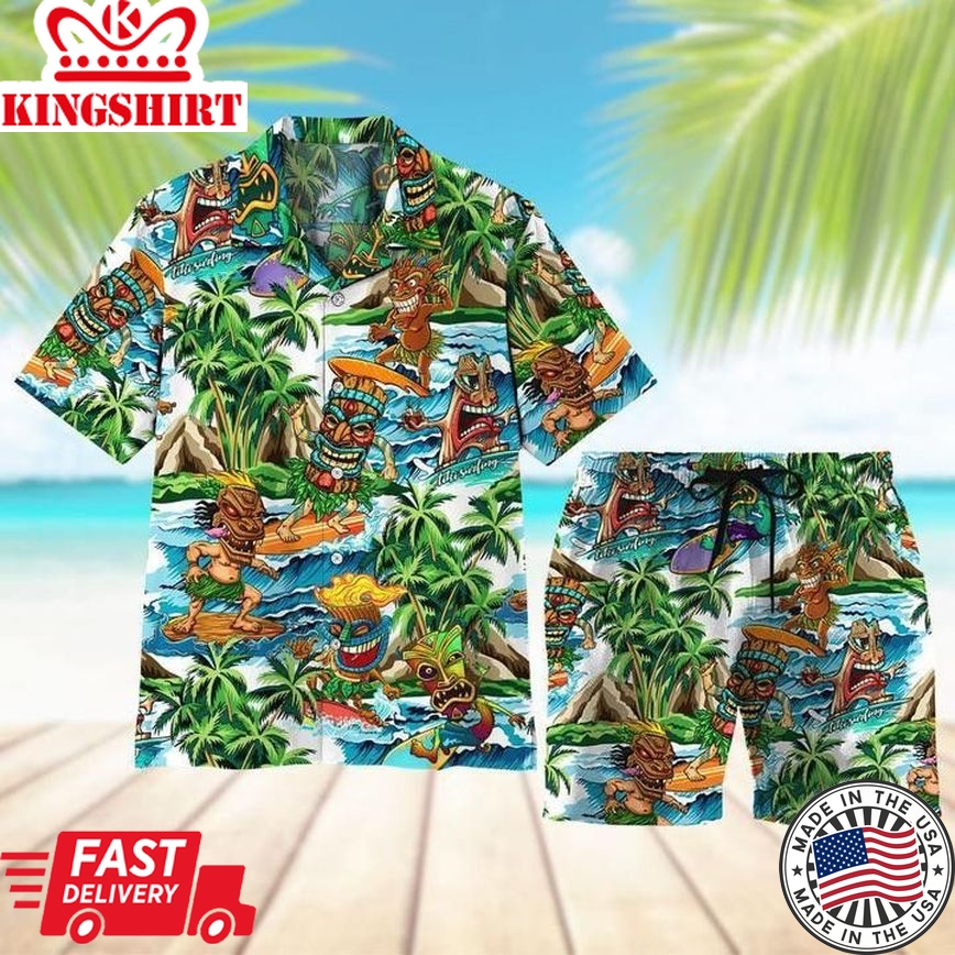 Tiki Surfing Trendy Hawaiian Shirt Set Unisex