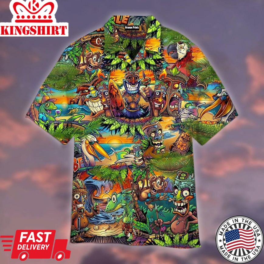 Tiki Tropical Trendy Hawaiian Shirt For