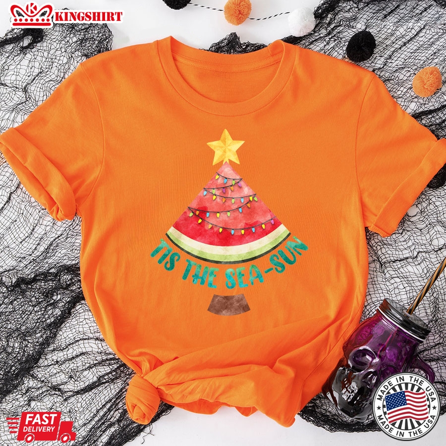 Tis The Sea-sun Watermelon Xmas Tree Merry Christmas T-Shirt