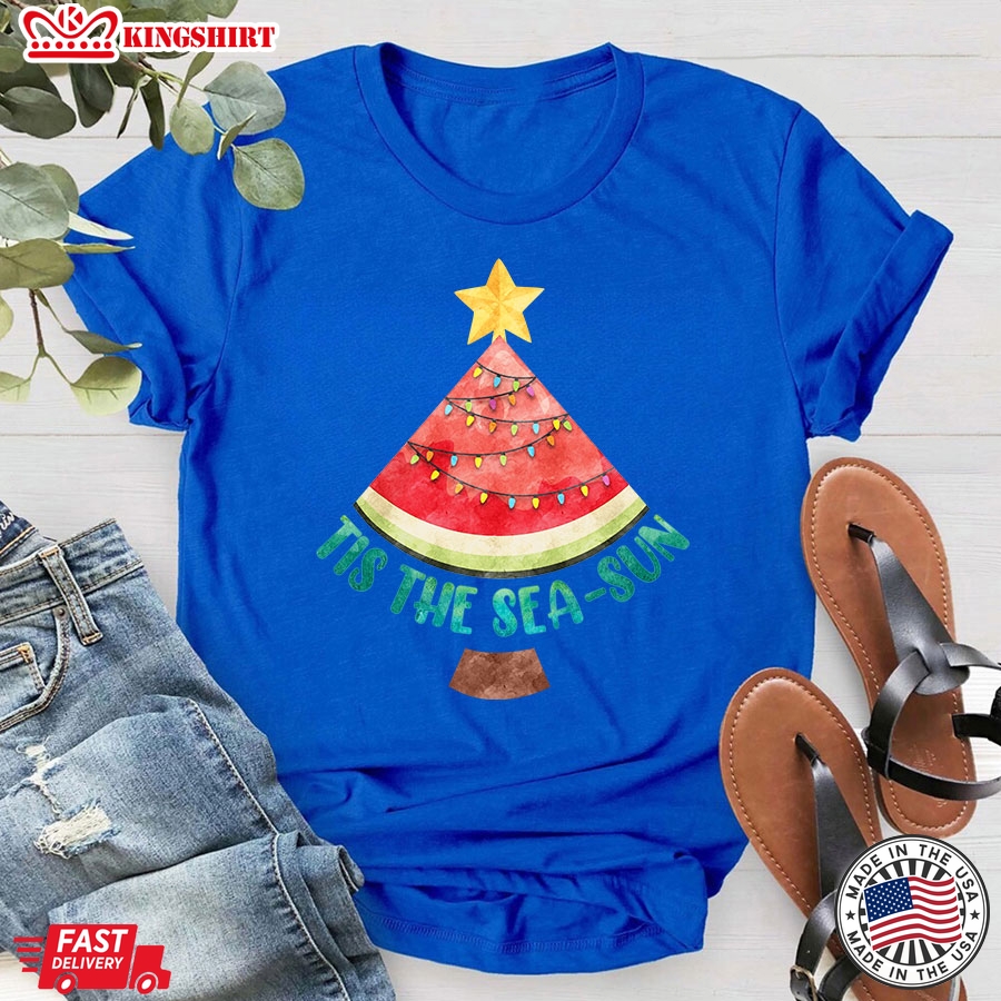 Tis The Sea-sun Watermelon Xmas Tree Merry Christmas T-Shirt