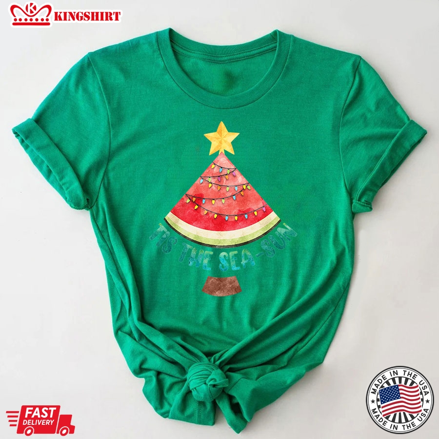 Tis The Sea-sun Watermelon Xmas Tree Merry Christmas T-Shirt