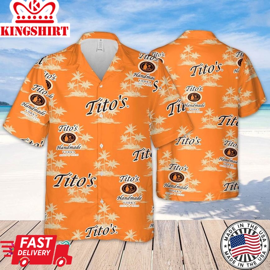 Tito's Vodka Hawaiian Coconut Island Pattern Hawaiian Beer Lover Shirt, Classic Flowers Beer Aloha Shirt