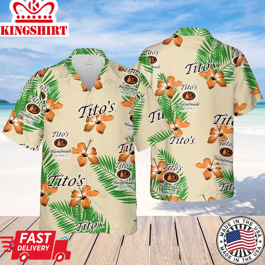 Tito's Vodka Hawaiian Hibiscus Flower Pattern,Tropical Beach Shirt, Hawaiian Flower Shirt, Hawaiian Beer Shirt