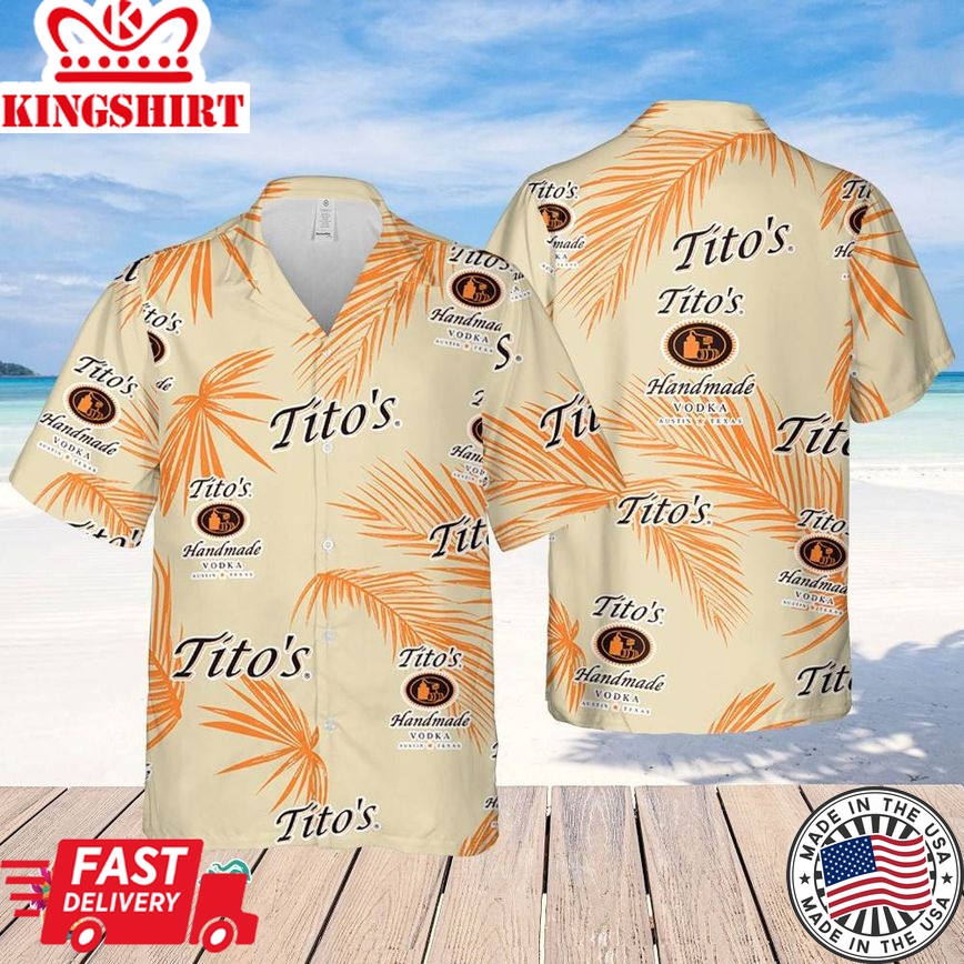 Tito's Vodka Hawaiian Palm Leaves Pattern Shirt, Beer Summer Party Hawaiian Shirt, Schlitz Beer Shirt