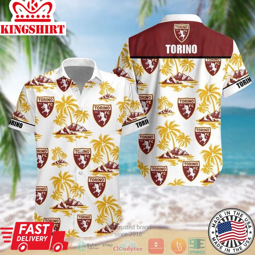 Torino Fc Coconut Tree White Brown Trendy Hawaiian Shirt Aloha Shirt