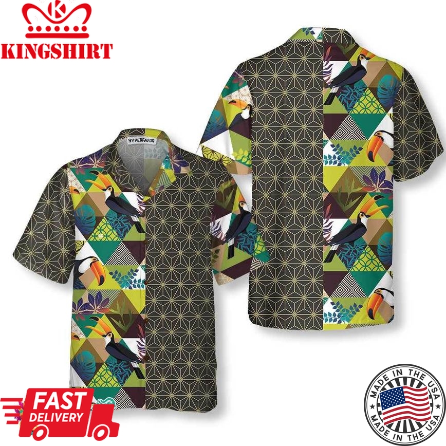 Toucan Asanoha Isometric Pattern Hawaiian Shirt, Unique Toucan Shirt For Men & Women