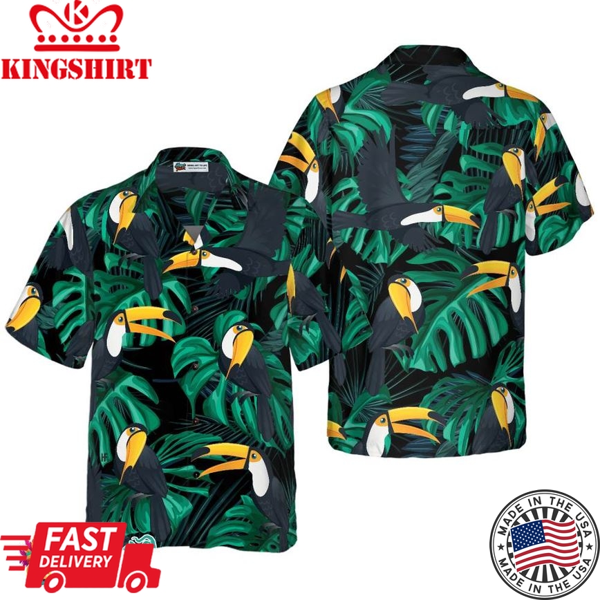 Toucan Birds Tropical Leaves Hawaiian Shirt