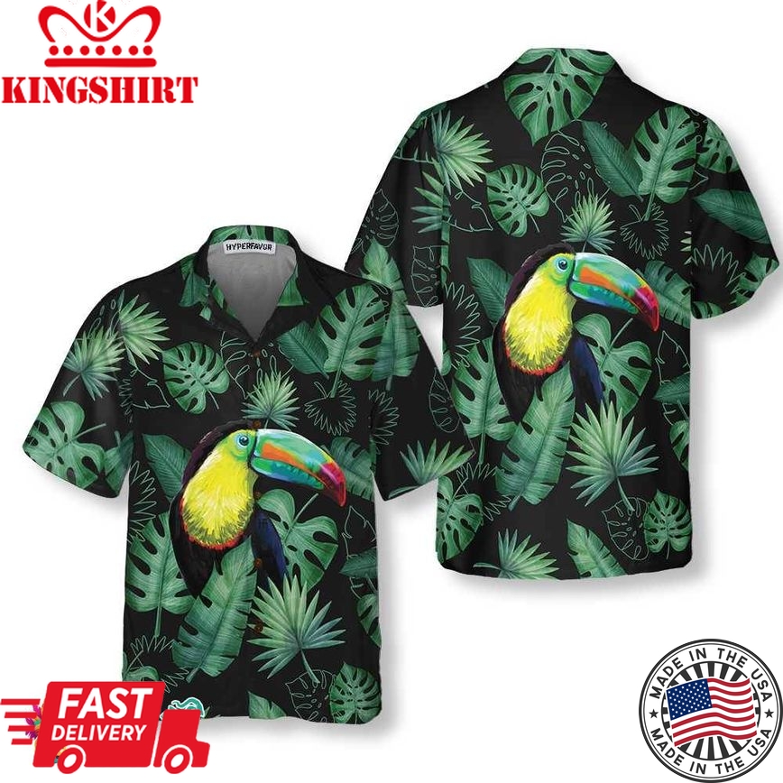 Toucan In The Forest Hawaiian Shirt, Tropical Toucan Shirt For Adults, Cool Toucan Print Shirt