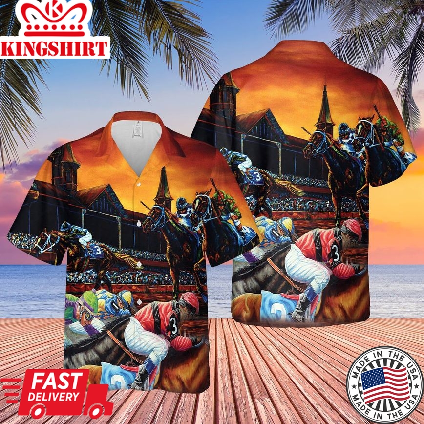 Trackside Tropics: Horse Racing Paradise Hawaiian Shirt