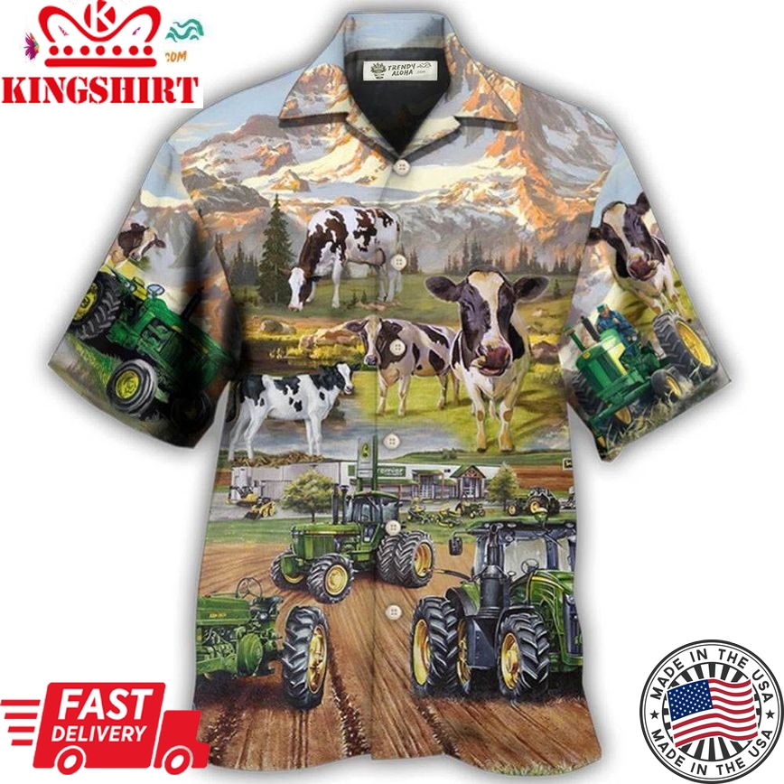 Tractor And Cow Farm Lover Hawaiian Shirt