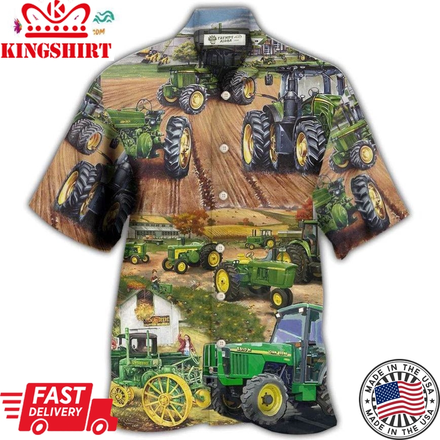 Tractor Green Tractor Working Farm Hawaiian Shirt