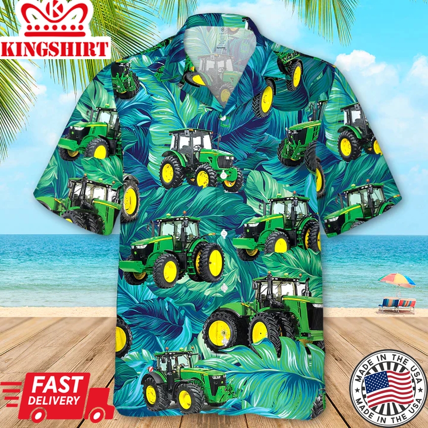 Tractor Hawaiian Theme All Printed 3D Trendy Hawaiian Shirt, Summer Gift For Men And Women