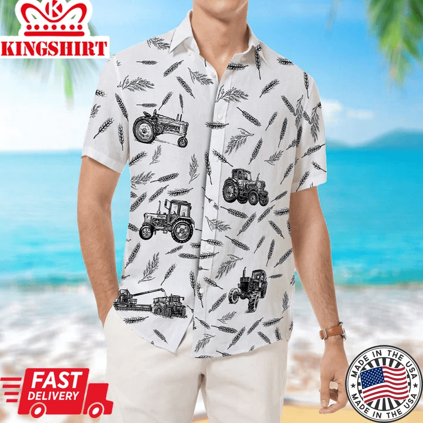 Tractor Pattern - Trendy Hawaiian Shirt, Animal Farm Trendy Hawaiian Shirts For Men, Women