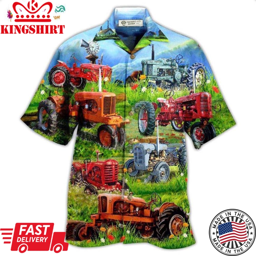 Tractor Real Men Drive Tractors Hawaiian Shirt