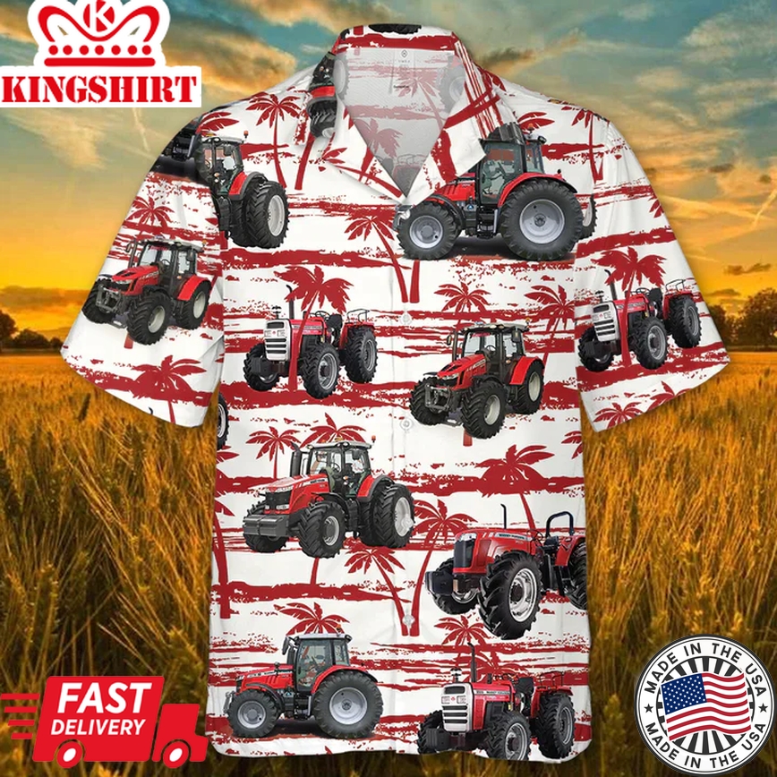 Tractor Red 3 All Printed 3D Trendy Hawaiian Shirt, Summer Gift For Men And Women