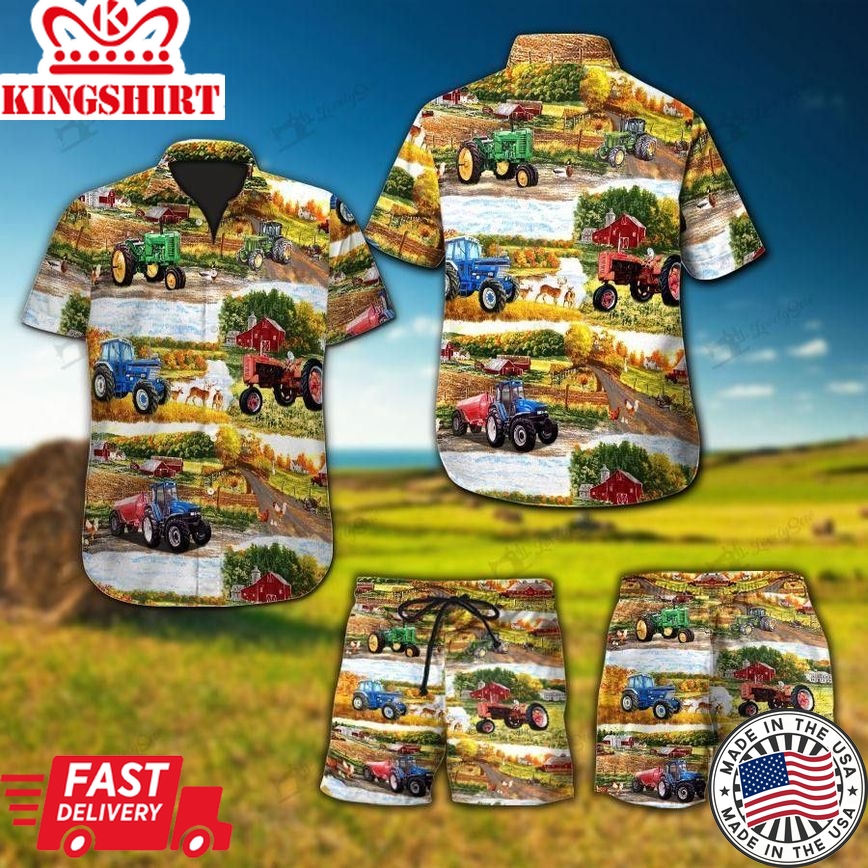 Tractor Trendy Hawaiian Shirt Set Unisex