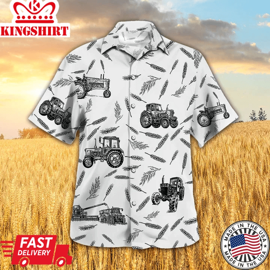 Tractors Pattern All Over Printed 3D Trendy Hawaiian Shirt